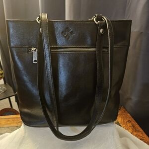 Patricia Nash Black Leather Tote Bag